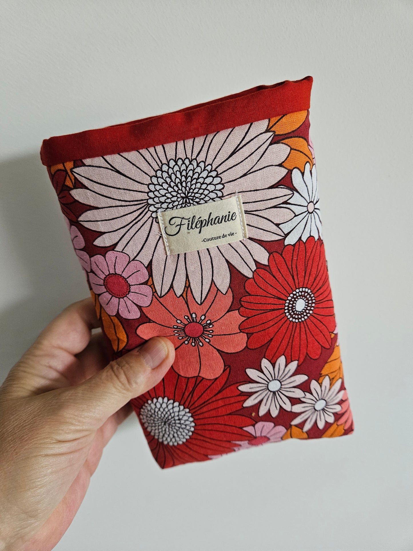 Housse de livre - Modèle fleuri Coquelicot - Protection livres poche et broché
