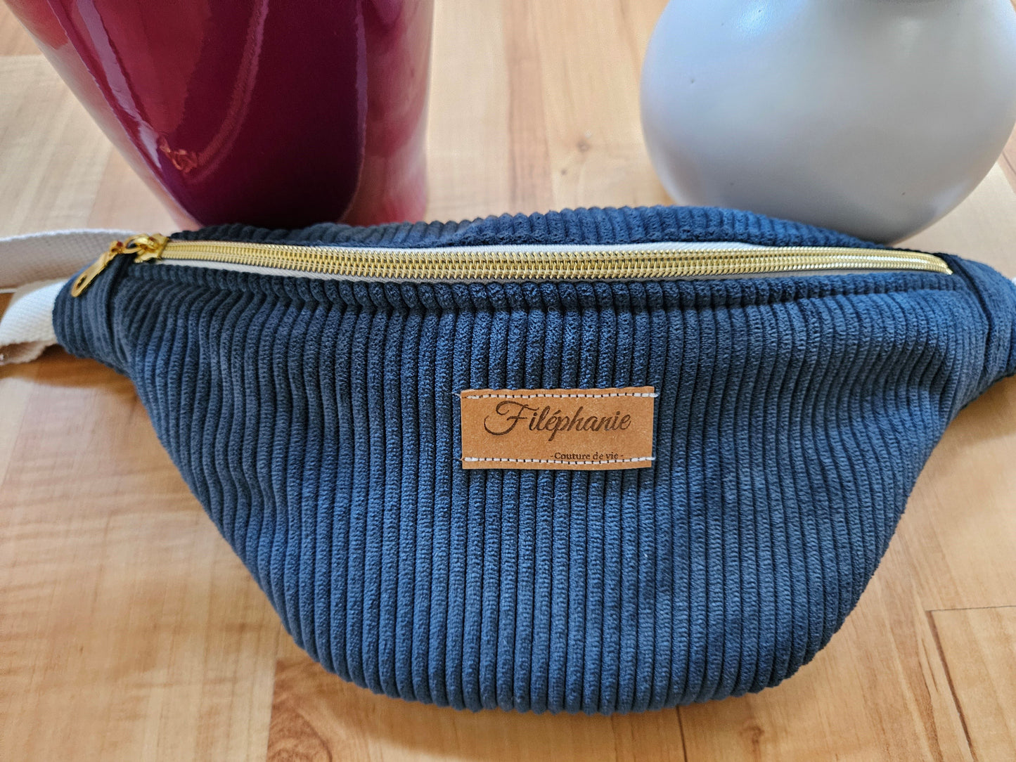 Sac banane - Denim , intérieur fleuri