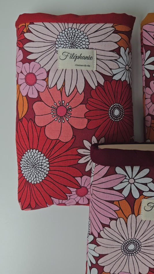 Housse de livre fleurie – Format poche ou moyen format – Cousue main avec soin